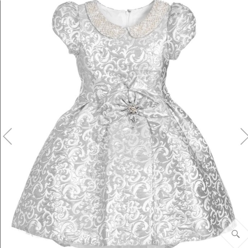 Girls Silver/White Formal Dress
